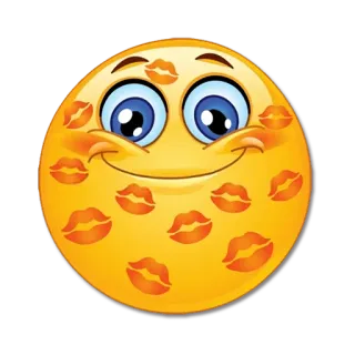 💋 emoji, smiley, beso, amor, afecto, redondo, amarillo whatsapp sticker