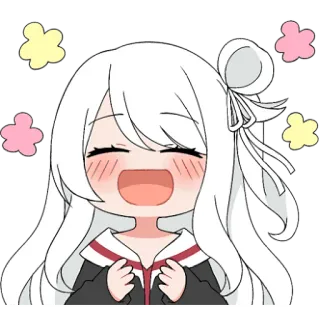 🤗 Anime, Fille, Mignon, Joyeux, Autocollant, Dessin animé telegram sticker