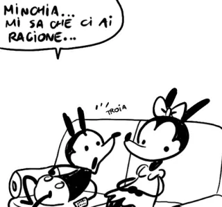 🤡 MINCHIA... MI SA CHE CI AI RAGIONE... TROIA desenho animado, palavrões italianos, ofensivo, insulto telegram sticker