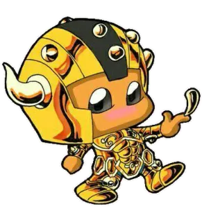 😊 armadura, casco, oro, personaje, dibujos animados, chibi, ilustración telegram sticker