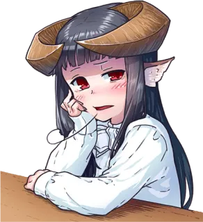 🤨 Anime, Ragazza, Demone, Corna, Carino, Rossore, Manga, Personaggio telegram sticker