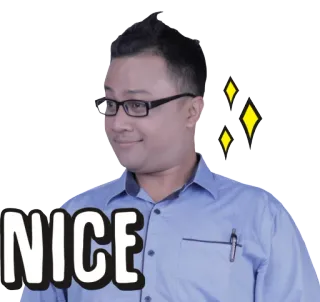 😎 NICE Mann, Brille, nett, Glitzer, positiv, Zustimmung whatsapp sticker