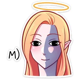 🙃 M) angel, elf, halo, character, cartoon whatsapp sticker