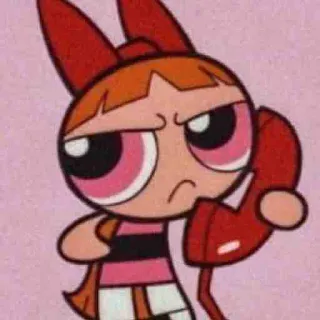 😠 Blossom The Powerpuff Girls cartone animato, fiore, le superchicche, personaggio, arrabbiato, rosa, ragazza telegram sticker