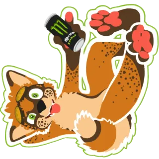 🥤 Furry, Tier, Monster Energy, Anthropomorph, Digitale Kunst, Cartoon telegram sticker