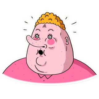 😮 Cartoon, Schockiert, Rosa, Porträt, Zeichnung, Illustration, Überrascht telegram sticker