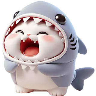 😂 lindo, gato, tiburón, animal, dibujos animados, sticker, adorable, kawaii whatsapp sticker