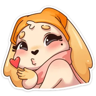 😘 fofo, kawaii, coelho, desenho animado, animal, coração, amor, beijo whatsapp sticker