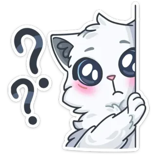 ❓ cat, question mark, cute, animal, cartoon, sticker, white cat telegram sticker