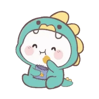 🍟 귀여운, 공룡, 만화, 동물, 간식, 사랑스러운 telegram sticker