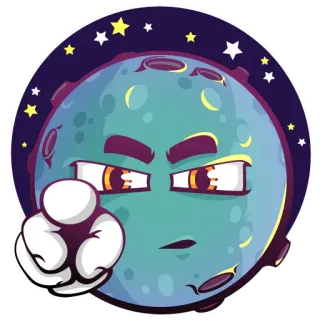 👉 planeta, apuntando, espacio, dibujos animados, personaje, estrella, galaxia whatsapp sticker