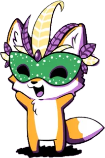 😀 лиса, маскарад, мультфильм, животное, праздник, милый, вечеринка whatsapp sticker