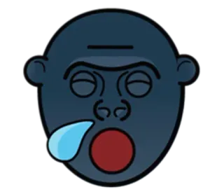 🦍 นอนหลับ, การนอนหลับ, ใบหน้า, อิโมจิ, การ์ตูน, เหนื่อย, น้ำลาย telegram sticker