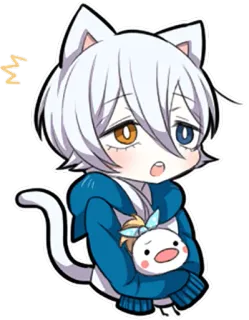 😮 Anime, Manga, Kot, Kawaii, Chibi, Słodkie, Kreskówka, Naklejka telegram sticker