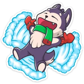❄️ Husky, Hund, Schnee, Winter, Cartoon, Schal telegram sticker