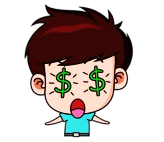 🤑 soldi, segni del dollaro, cartoni animati, avidità, ricchezza, eccitato telegram sticker