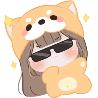 😼 desenho animado, cachorro, óculos, fofo, menina telegram sticker