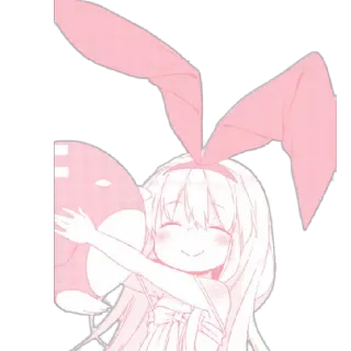 😊 Anime, Kawaii, Lindo, Conejo, Conejito, Rosa, Chica telegram sticker