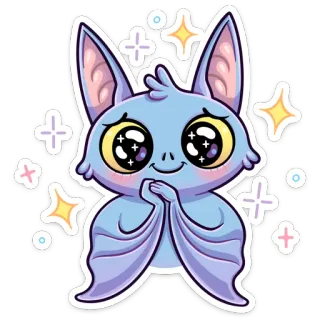 🥺 chauve-souris, mignon, animal, autocollant, dessin animé, pailleté, kawaii telegram sticker