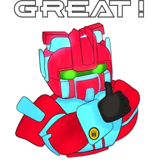 👍 GREAT! Robot, Pouce levé, Super, Positif, Dessin animé, Accord, Bien, Approbation telegram sticker