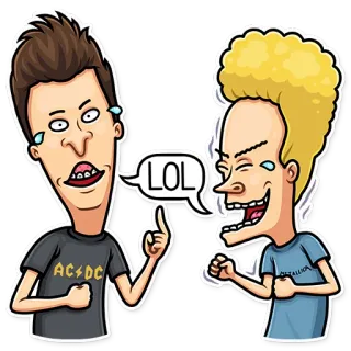 😂 Beavis and Butt-Head LOL бивис и баттхед, мультфильм, лол, 90-е, mtv, комедия telegram sticker