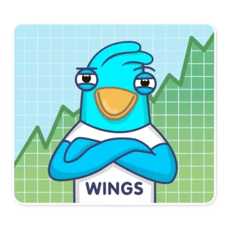 👌 WINGS 새, 날개, 마스코트, 금융, 주식 시장, 성장, 차트 telegram sticker