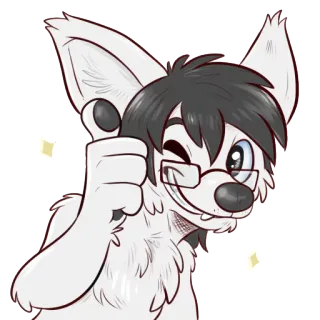👍 Furry, Antropomórfico, Animal, Cachorro, Joinha, Desenho animado telegram sticker