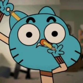 🤡 Gumball The Amazing World of Gumball kartun, kucing, biru, lucu, pensil telegram sticker