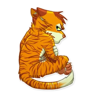😒 tigre, animal, chat, poilu, orange, assis, dessin animé whatsapp sticker