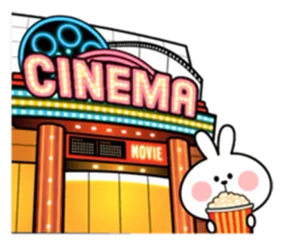 🎬 CINEMA Kino, Film, Theater, Hase, Popcorn, Unterhaltung whatsapp sticker