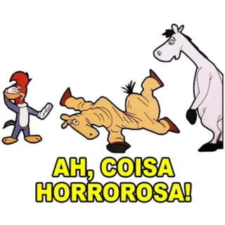 😳 Woody Woodpecker AH, COISA HORROROSA! Desenho animado, Pica-Pau, Cavalo, Engraçado telegram sticker