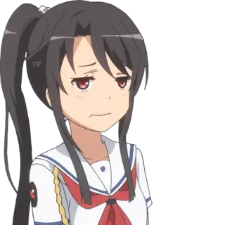 😐 อนิเมะ, ผู้หญิง, ชุดนักเรียน, ผิดหวัง, เยาะเย้ย telegram sticker