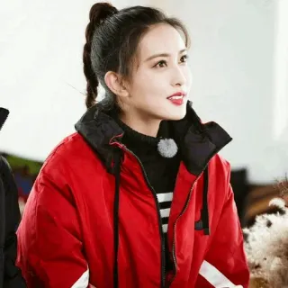 🍓 femme, portrait, veste rouge, chinois, asiatique, femme telegram sticker