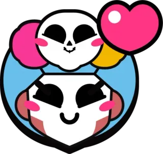 ❤️ sticker, cartoon, character, heart, skull, cute, art telegram sticker