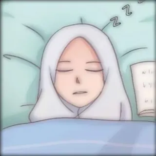 🤸‍♀ slapen, vrouw, hijab, bed, slaap, droom telegram sticker