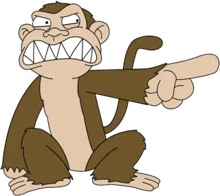 😠 猴子, 卡通, 动物, 指, 生气, 有攻击性 telegram sticker