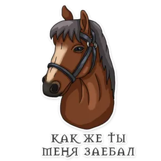 😒 КАК ЖЕ ТЫ МЕНЯ ЗАЕБАЛ horse, russian, annoyed, offensive, animal, meme telegram sticker
