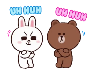 👍 UH HUH coelho, urso, Line Friends, adesivo, animais, desenho animado telegram sticker
