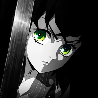 💚 Anime, Personaggio, Demon Slayer, Illustrazione, Manga, Arte, Ritratto whatsapp sticker