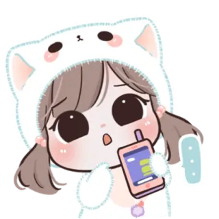 🍥 menina, anime, fofo, gato, telefone, kawaii whatsapp sticker