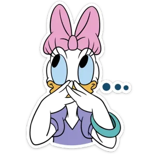 🤔 Daisy Duck ... Kartun, Disney, Bebek, Perempuan, Berpikir whatsapp sticker