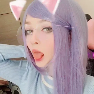 👅 femme, portrait, selfie, oreilles de chat, filtre telegram sticker