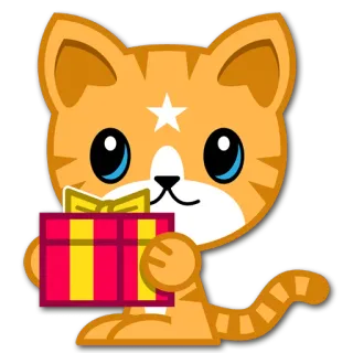 🎁 Katze, Kätzchen, Geschenk, Präsent, Cartoon, Sticker whatsapp sticker