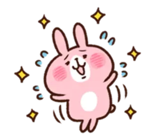 😋 토끼, 만화, 귀여운, 분홍색, 반짝이, 애니메이션, 행복한 telegram sticker