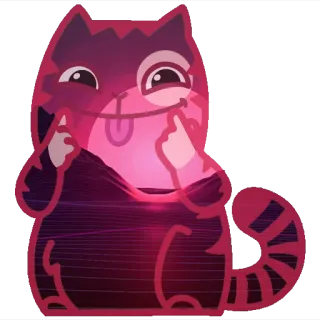 😛 gatto, dito medio, offensivo, maleducato, cartone animato, animale telegram sticker