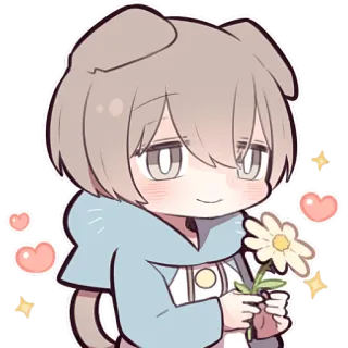 🌷 漫画, かわいい, 犬, 動物, 花, ハート, かわいい telegram sticker