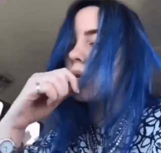 ✨ Billie Eilish chanteur, musicien, cheveux bleus, célébrité telegram sticker