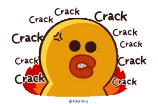 😡 Crack desenho animado, raiva, Line Friends, rachadura, zangado, personagem de desenho animado telegram sticker