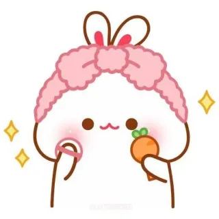 🌟 cute, bunny, rabbit, kawaii, carrot, sticker whatsapp sticker