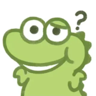 ❓ cartoon, sticker, animal, dinosaur, green, question mark, cute telegram sticker